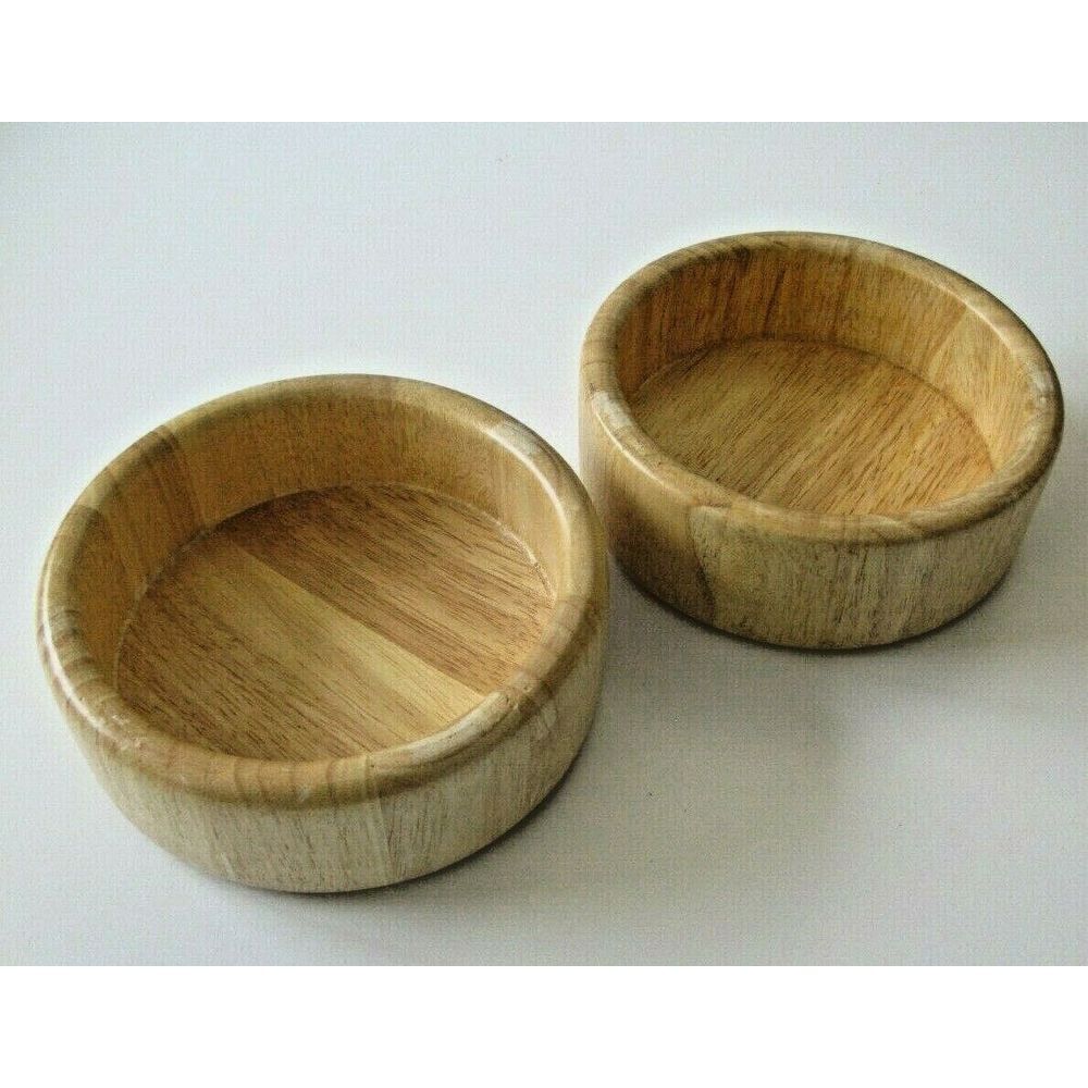 Vintage 6" Wooden Salad Bowls Set of 2 Light wood